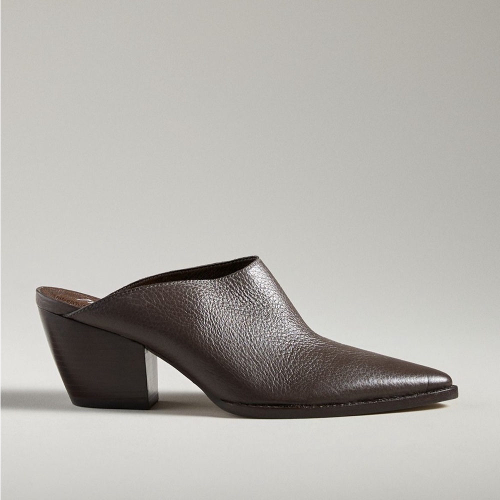 Anthropologie Dark Brown Leather Mules